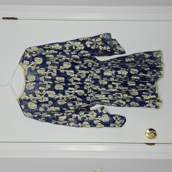 Miss june blue royal dress with gold metalic - Picture 8 of 12